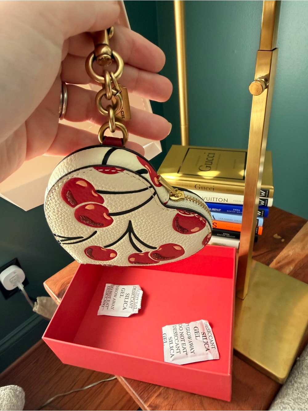 COACH Women’s Cherry-Print Coin Purse with Gift Set Box - White/Red - Picture 4 of 4